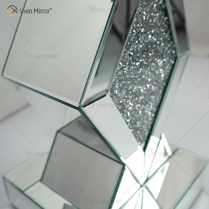 Barato Nuevo diseño Vxin WXF-115-1 Decoración para el hogar Mesa auxiliar de diamantes triturados Mesa auxiliar de muebles de espejo de plata
