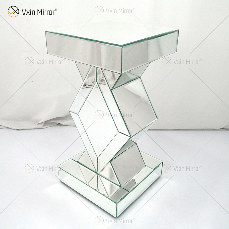 Barato Nuevo diseño Vxin WXF-115-1 Decoración para el hogar Mesa auxiliar de diamantes triturados Mesa auxiliar de muebles de espejo de plata