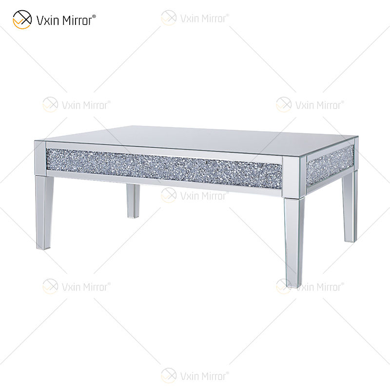 Mesa auxiliar personalizada Vxin WXF-170 Mesa de centro de plata hecha en casa con diamante triturado