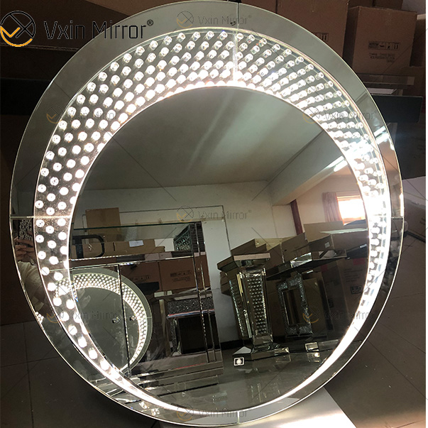 Fuente de fábrica de alta calidad WXM-2595 Espejo de luz LED de 3 colores Juego de espejo de maquillaje octogonal Espejo Juego de tocador de enchufe personalizado