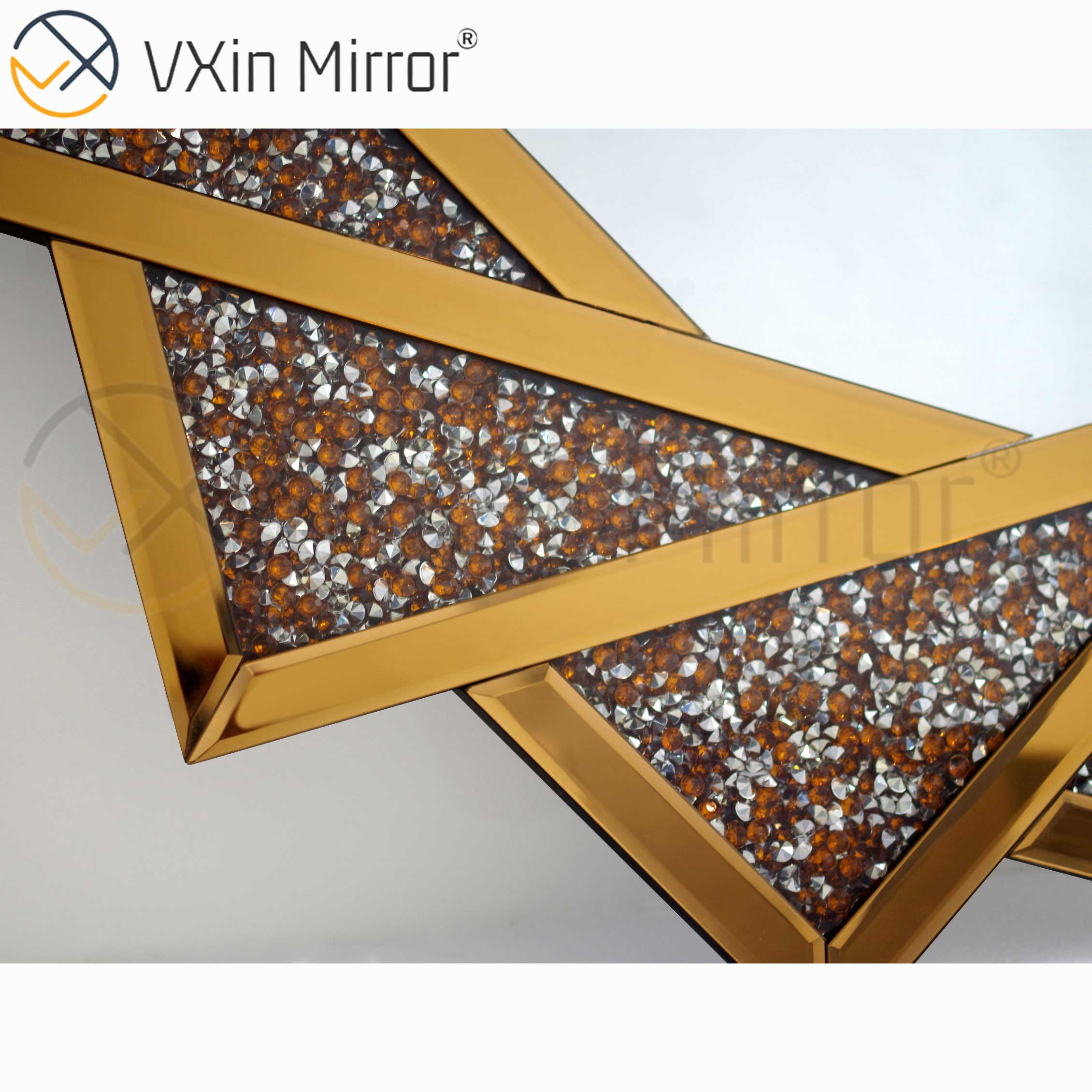 Venta caliente VXin WXM-1779 Espejo colgante de pared de diamante triturado de plata de cristal moderno