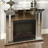Chimenea de espejo de cristal de diamante triturado de lujo para decoración del hogar moderna con calentador en muebles de sala de estar WXWF-1098