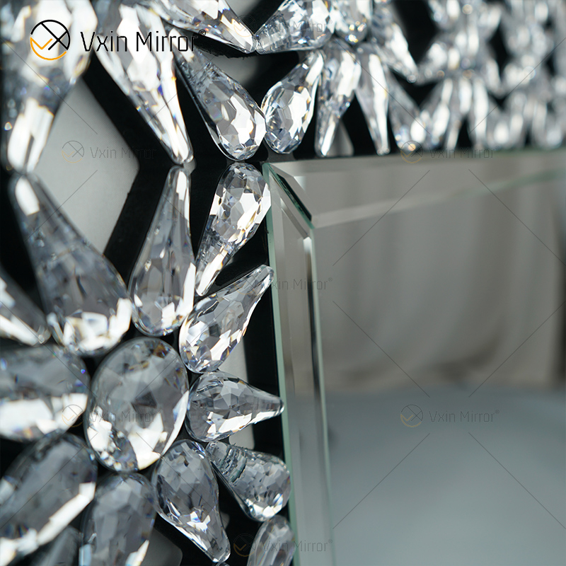 Fábrica al por mayor elegante WXM-1095 decoración moderna para el hogar espejo de pared decorativo de cristal plateado