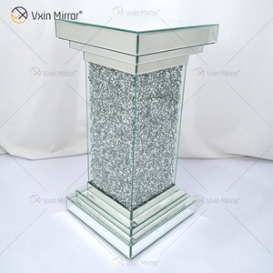 Venta caliente WXF-979 Mesas laterales de espejo para sala de estar Rectángulo moderno Mesa auxiliar de diamante triturado