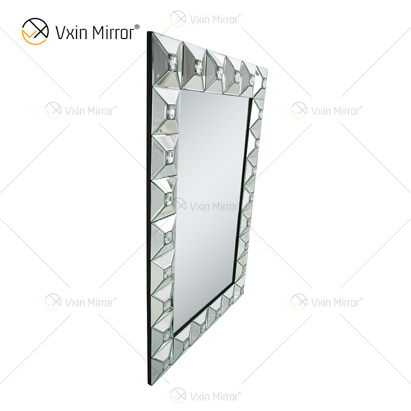 Decoración para el hogar WXM-1007 Espejo de pared plateado de cristal rectangular moderno