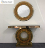 Factory Supply Vxin Luxury Crystal Glass Brown Consola Mesa con espejo