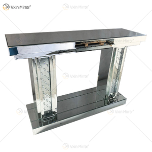 WXWF-531 de lujo con espejo de cristal flotante, consola de pilar, mesa de pasillo, mesa de consola con espejo