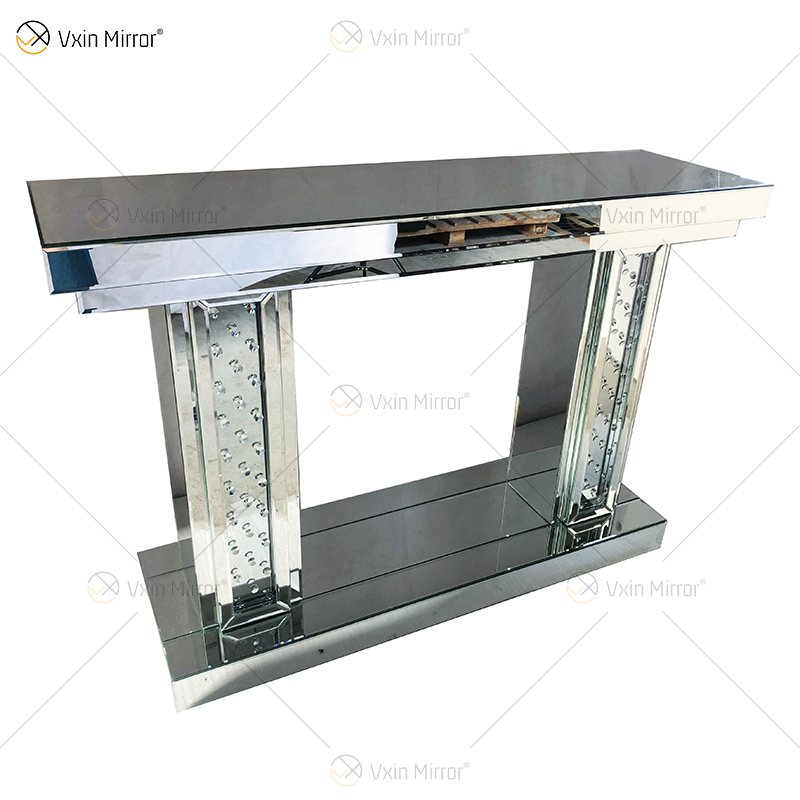WXWF-531 de lujo con espejo de cristal flotante, consola de pilar, mesa de pasillo, mesa de consola con espejo