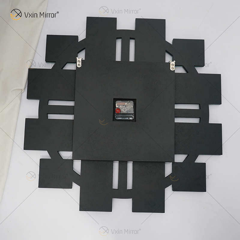 Venta al por mayor WXMC-082 reloj espejado diamante triturado plata decoración de pared elegante reloj de espejo redondo de lujo