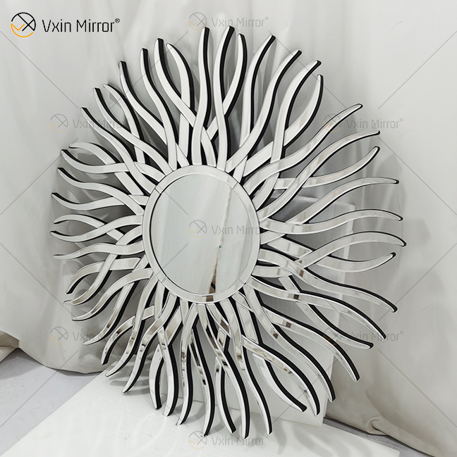Fuente de fábrica Plata WXM-1655 Espejo de vidrio de pared decorativo con forma geométrica