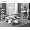 Mesa auxiliar personalizada WXF-1104 Mesa de centro con espejo de plata hecha en casa con cristal