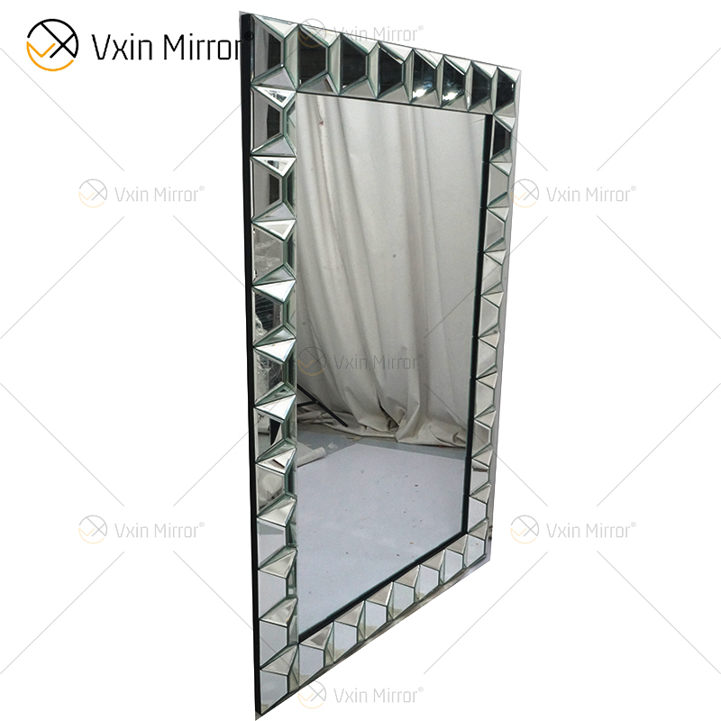 Espejo de pared rectangular de vidrio multifacetado WXM-1010