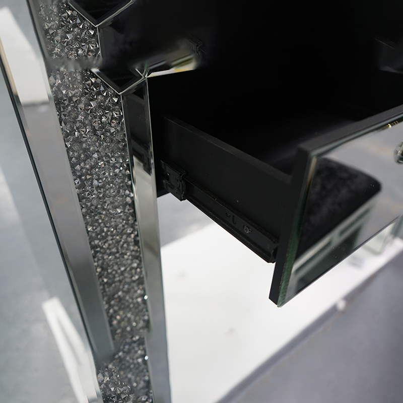 Gran oferta de diseños modernos para dormitorio, juego de tocador con espejo y taburete, tocador de lujo plateado