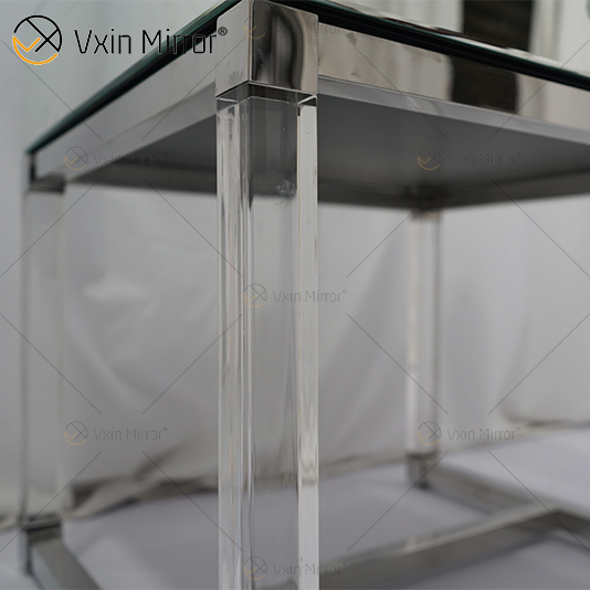 Vanity Modern WXF-139-2 Muebles de vidrio acrílico plateado Mesita de noche con cajones Mesita de noche con espejo para dormitorio