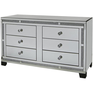 Barato WXWF-691 Muebles de sala de estar Espejo Gabinete de almacenamiento con 6 cajones Gabinete de plata Crush Diamond