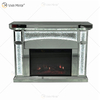 Nuevo diseño WXMF026-1 LED plata cristal sala de estar espejo chimenea con inserto interior