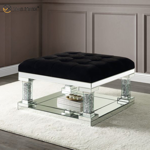 Moderna mesa de centro con espejo WXF-601, mesa auxiliar brillante para juego de sala de estar con sofá para juego