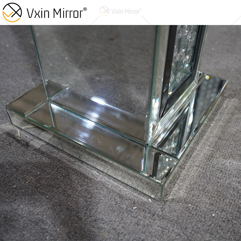 Marco negro WXFL-056 Sala de estar Elegante Plata Moderna Cristal 3D Espejo Lámpara de pie Lámpara de espejo