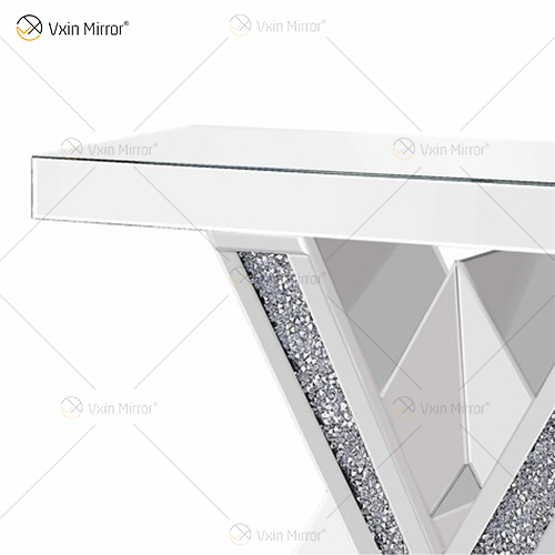 2022 nuevos productos, mesa de consola de diseñador, mesas de consola con espejo de cristal de diamante triturado
