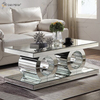 Vxin 3D Sparkling Simple Modern Glass Coffee Table Geometry Mirrored Coffee Table Silver Covered para sala de estar