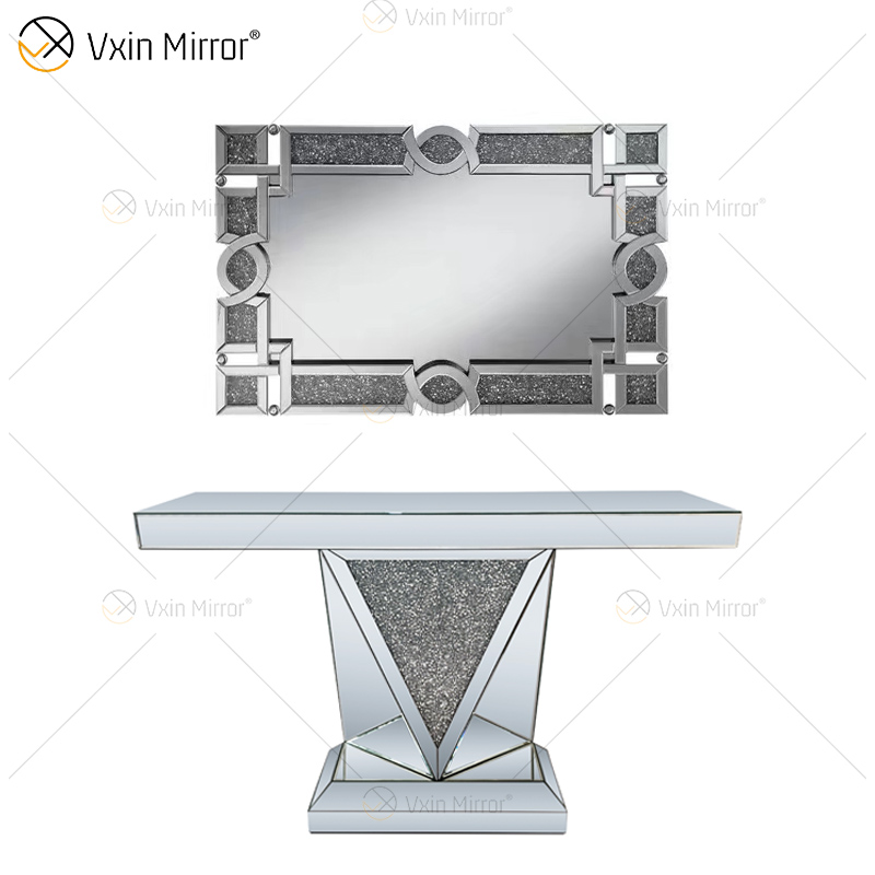 Vxin Mirror RTS Silver Luxury Crystal Console Table con espejo Pasillo con cajón en muebles de sala de estar en stock