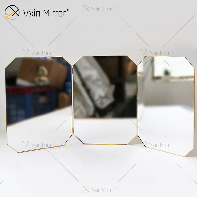 Nueva decoración de pared única, marco de Metal, espejos decorativos de doble cara, espejo de pared Simple y elegante de lujo