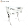 Vanity Modern WXF-218 Muebles de dormitorio plateados Mesita de noche con espejo de cristal con cajón Mesita de noche moderna