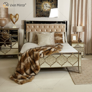 Vxin Antique Furniture WXWF-1088 Cama King Grace Golden Frame Mirrored Super Bed