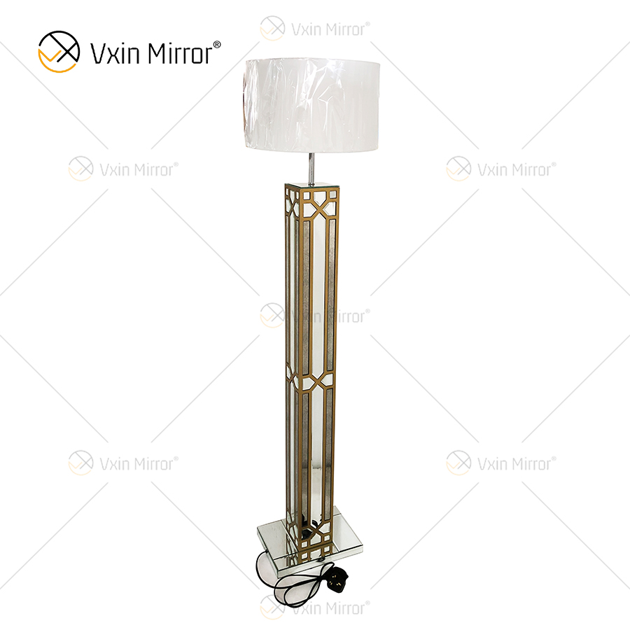 Night Stand WXFL-031 Sala de estar Lujo Plata LED Lámpara de pie con espejo antiguo Lámpara de espejo