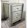 Vxin Crystal Decor WXF-274 Silver Tallboy Crystal Mirror Mesita de noche con 3 cajones Espejo Mesita de noche