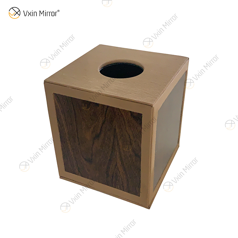 Vxin Mirror WXB-003 Caja de pañuelos de cuero de madera de lujo marrón para decoración del hogar