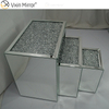 Venta caliente ZH056 Mesa auxiliar cuadrada Vidrio plateado combinado moderno con mesas laterales de espejo de sala de estar con parte superior de diamante de cristal