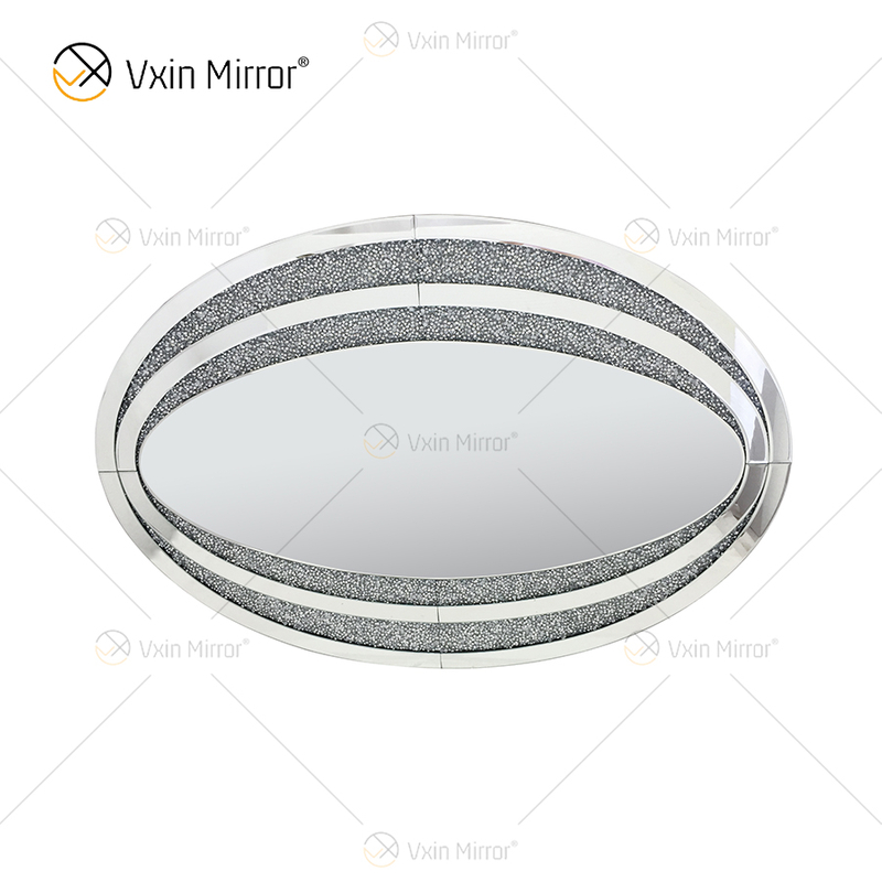 Factory Direct Oval WXM-1765 Elegante decoración de pared Silver Diamond Mirror