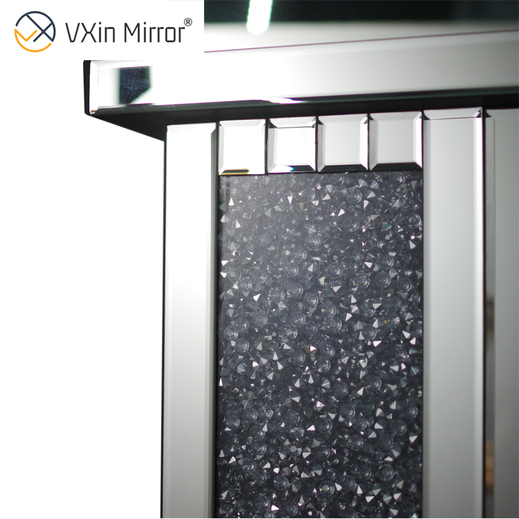 Venta superior elegante espejo Vxin WXWF-045 chimenea eléctrica de espejo de diamante triturado