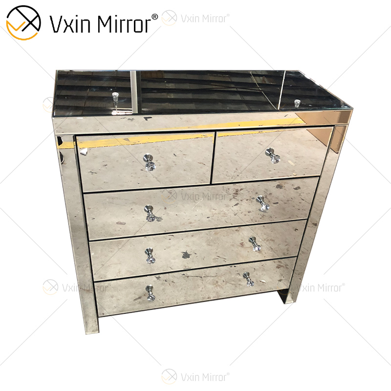 Cajonera plateada con espejo, armario de pasillo, armario de cristal, dormitorio, muebles para el hogar, WXF-802