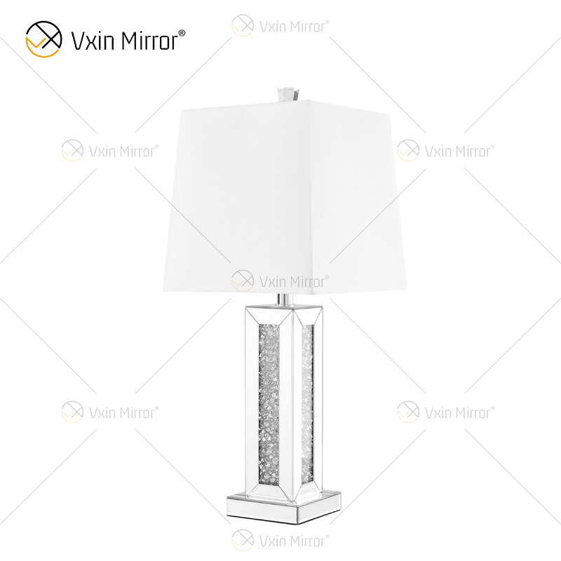 Fuente de fábrica WXTL-081 Lámpara de espejo de mesa de cristal de plata moderna para dormitorio