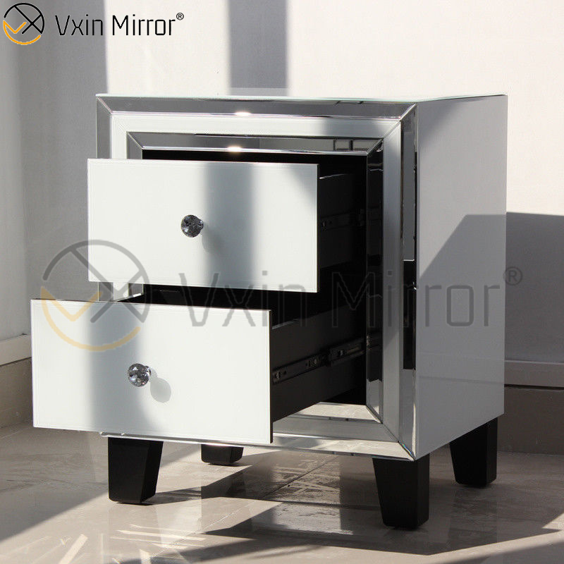 Gran oferta, muebles de cristal blanco para el hogar, 2 cajones, armario con espejo, WXF-786