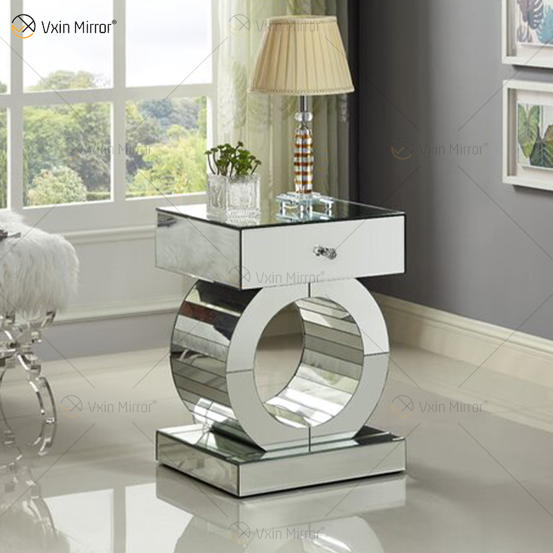 Mesita de noche con espejo moderna personalizada con mesas laterales de cajón para muebles de hogar para sala de estar