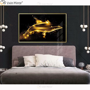 Pintura de porcelana de cristal, marco de MDF cubierto de resina, muebles, espejo decorativo, arte de pared