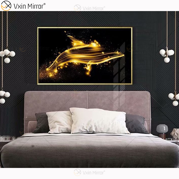 Pintura de porcelana de cristal, marco de MDF cubierto de resina, muebles, espejo decorativo, arte de pared