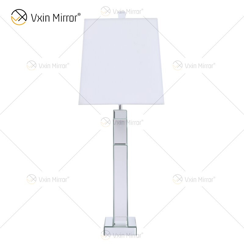 Fuente de fábrica WXTL-144 Lámpara de espejo de mesa de cristal plateado moderno con pantalla para dormitorio