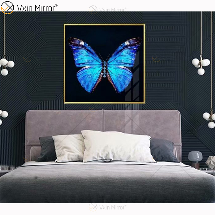 Pintura de porcelana de arte de pared con espejo de cristal colorido decorativo para el hogar artesanal