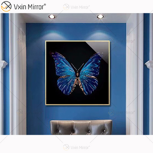 Pintura de porcelana de arte de pared con espejo de cristal colorido decorativo para el hogar artesanal