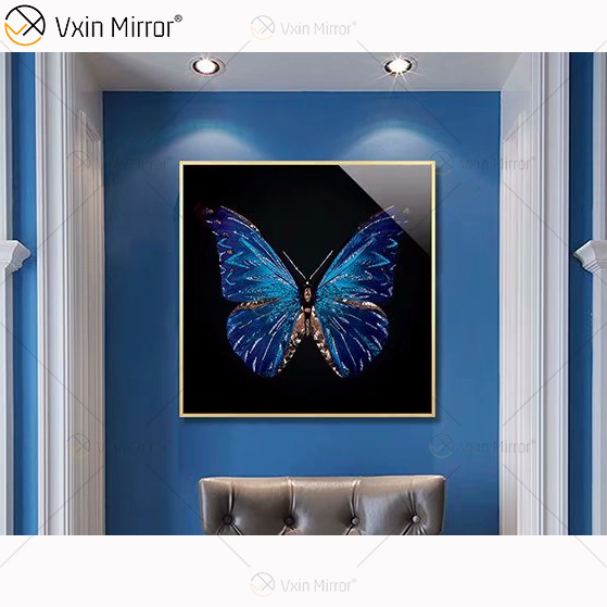 Pintura de porcelana de arte de pared con espejo de cristal colorido decorativo para el hogar artesanal