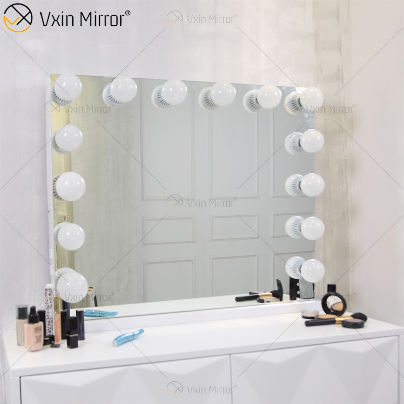 Venetian Dressing Styles VXin WXDL-107 Sparkle Silver Hollywood Mirror Control de interruptor con 3 bombillas de colores