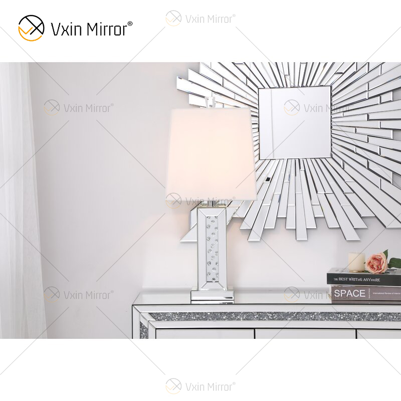 Vxin WXTL-142 Lámpara de espejo de mesa LED de cristal plateado elegante Luz LED de 3 colores para dormitorio