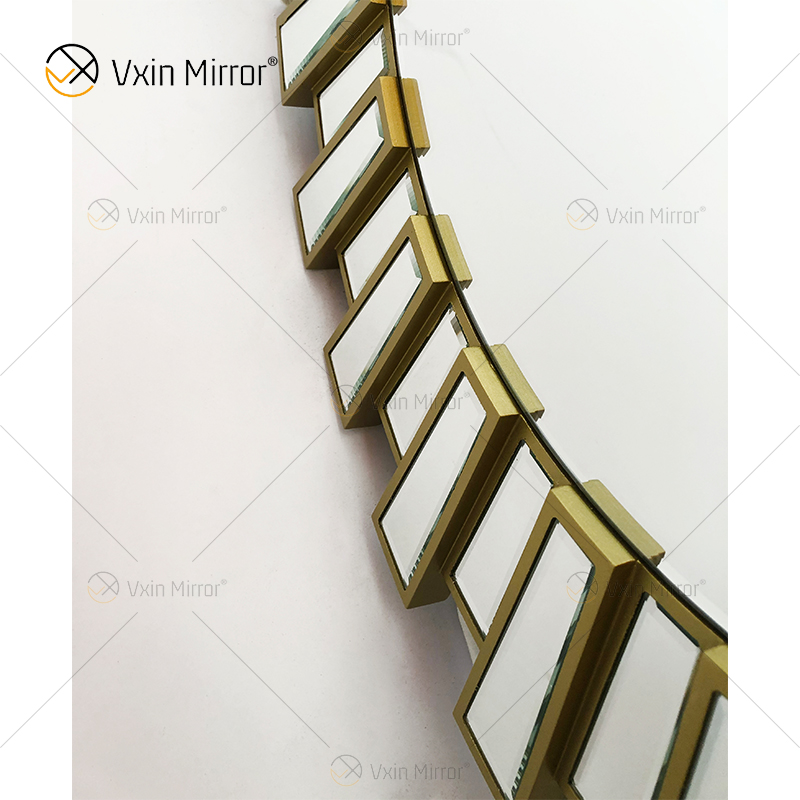 WXM-2484 de pared de espejo redondo veneciano con marco de vidrio, pegatina de pared Interior para decoración del hogar para baño
