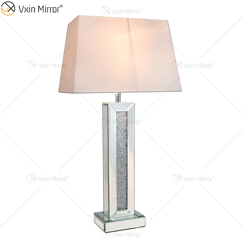 China Supply WXTL-006 Dormitorio moderno Lámpara de espejo machacada plateada con pantalla