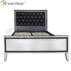 Muebles con espejo Vxin WXWF-1081 Marco negro Espejo de cama King con espejo de vidrio plateado Cama con espejo