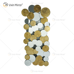 Venta caliente 2000 piezas WXM-2498 Golden Leaf 3D espejo de pared de lujo